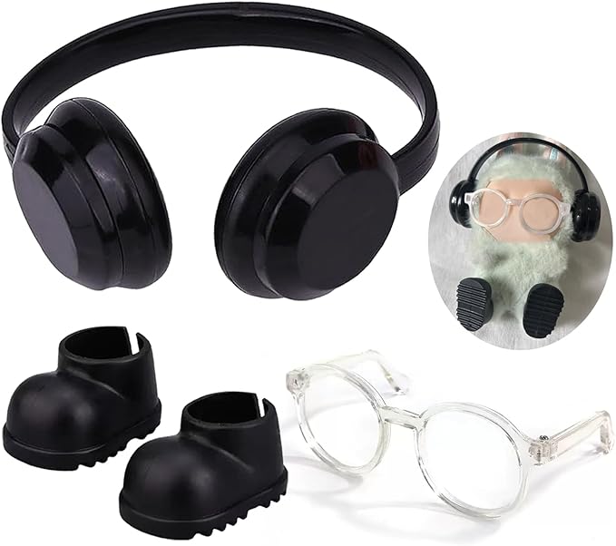 sunla Doll Shoes and Glasses and Headphones for 17cm Doll, Mini Doll Clothes Decorative Set Accessories-Style 2