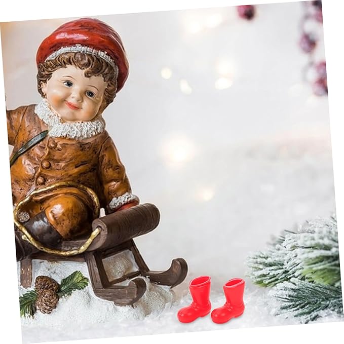 TOYZFRIENDY 100pcs Miniature Santa Claus Boots Cute Red Doll Plastic Rain Shoes for Christmas Table Centerpiece DIY Craft Projects Holiday Ornaments and Dollhouse Decorations