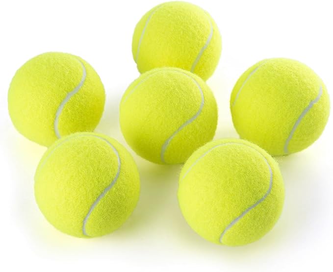PHOEPET 6-Pack Tennis Balls for Beginner Training Practice- Bulk Dog Balls for Fetch Chew Toys(Neon Yellow)