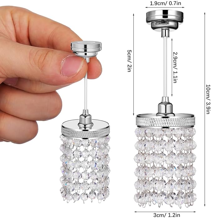 TOYANDONA Dollhouse Chandelier - 1/12 Scale Hanging Beaded Chandelier Doll House Ceiling Lights Lamp Miniature Dollhouse Lights Led Battery Operated for Doll House Decoration Accessories