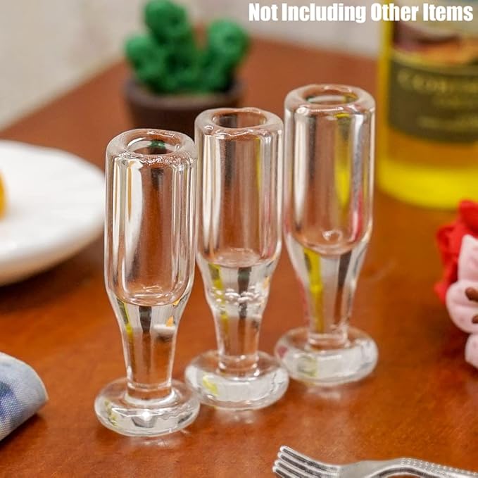 Odoria 1/12 Miniature Champagne Glasses 3Pcs Dollhouse Decoration Accessoriess