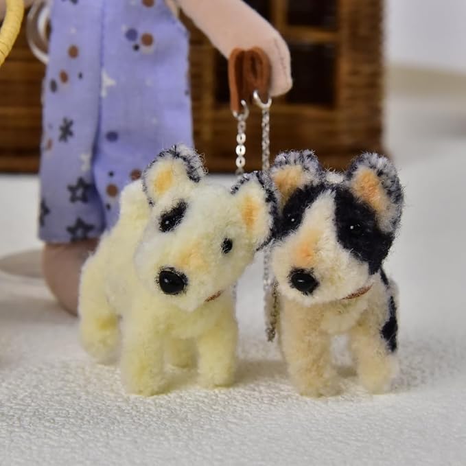 Funky Mini House Miniature Dollhouse Handmade Pipe Cleaner Pet, Mini Doll House Pet Accessory, Cute Pet Craft Gift for Dollhouse Enthusiasts (Black Foxhound)