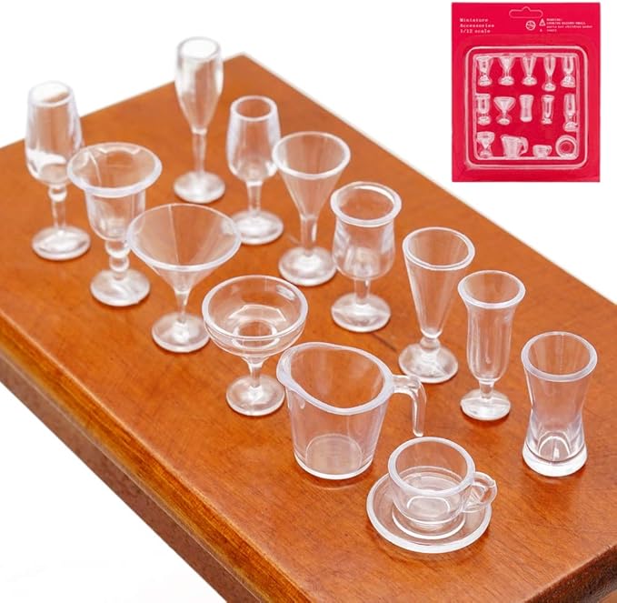 Odoria 1/12 Miniature Glasses 14Pcs Dollhouse Decoration Accessories