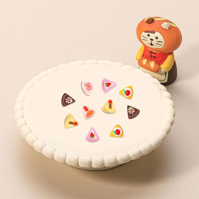 100 Pieces Mini Cake for Dollhouse Miniatures Mini Food for Crafts Tiny Resin Things for Dollhouse Mini Kitchen Micro Landscaping Decoration