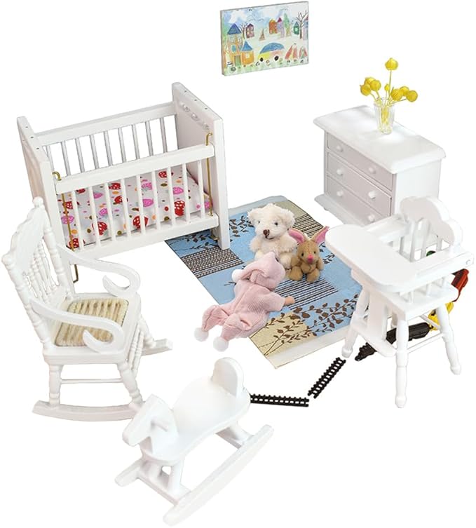 iLAND Miniature Dollhouse Furniture and Accessories for Dollhouse Nursery on 1/12 Scale (Lovely 14pcs)