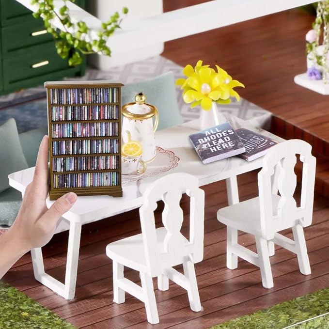 DIYDEC Mini Bookshelf with 180pcs Mini Books Miniature Anxiety Bookshelf Ornament Tiny Small Library Decor Shake Away Your Anxiety for Book Lovers Gift Home Room Office