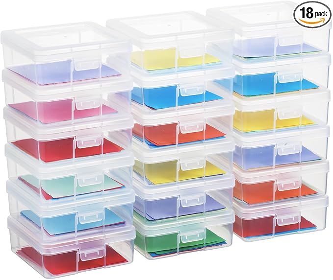 18 Pack Small Plastic Hobby Art Craft Organizer, Clear Plastic Storage Containers with Latching Lid, for Pencil Box, Lego