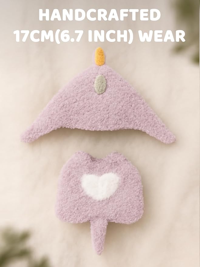17cm (6.7inch) Doll Clothes, Outfits for Clothes Set, Dino Dolls Keychain Accessories, Faking Animal Style Outfit Jumpsuit Dinosaur Costume for Dolls (Lavender) (Doll Not Included)