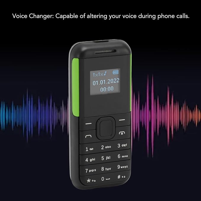 GOWENIC Small Mini Phone, 2G GSM Dual SIM Unlocked Smartphone, 0.66inch Screen 380mah Kids Small Smartphone, Bluetooth Sound Player Basic Phone (Black Green)