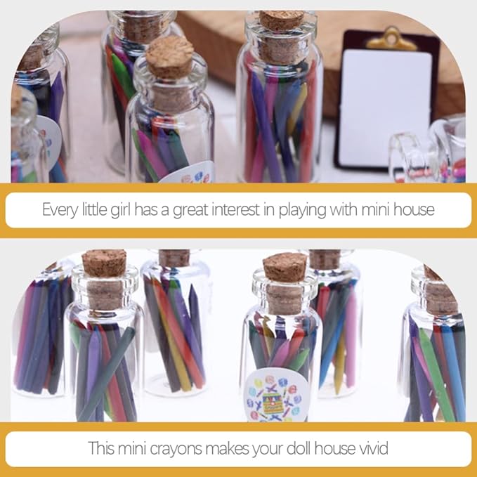 ARTIBETTER 3 Set Dollhouse Crayons Mini Brands Foodie Miniature Bottled Crayons Mini Verse Make It Food Miniatures House Bottled Plastic Cosplay School Supplies Ob11