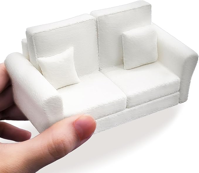 Doll House Furniture Sofa, 1:12 Miniature for Dollhouse Living Room, Realistic Dollhouse Living Room Furniture for Kids, Collectors