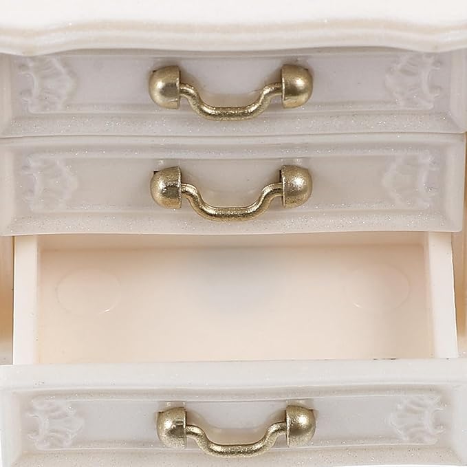 2pcs Miniature Dollhouse Cabinet Set - Wooden Mini Doll House Furniture for Model Accessories Tabletop Decor Props White