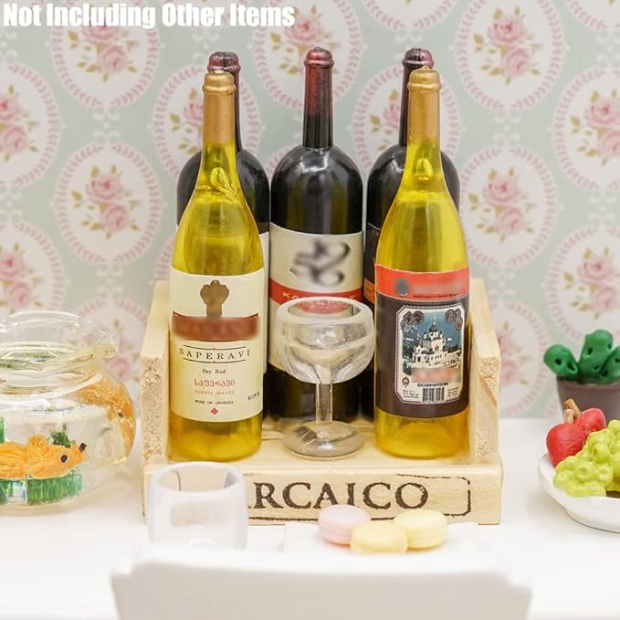 Odoria 1/6 Miniature Crate with Wine Bottles and Glasses Dollhouse Decoration Accessories
