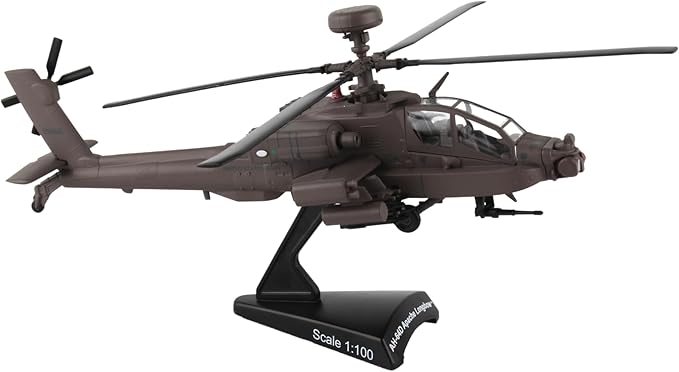 Daron Postage Stamp Boeing AH-64D Apache Longbow 1/100 Scale Diecast Display Model with Stand,Medium