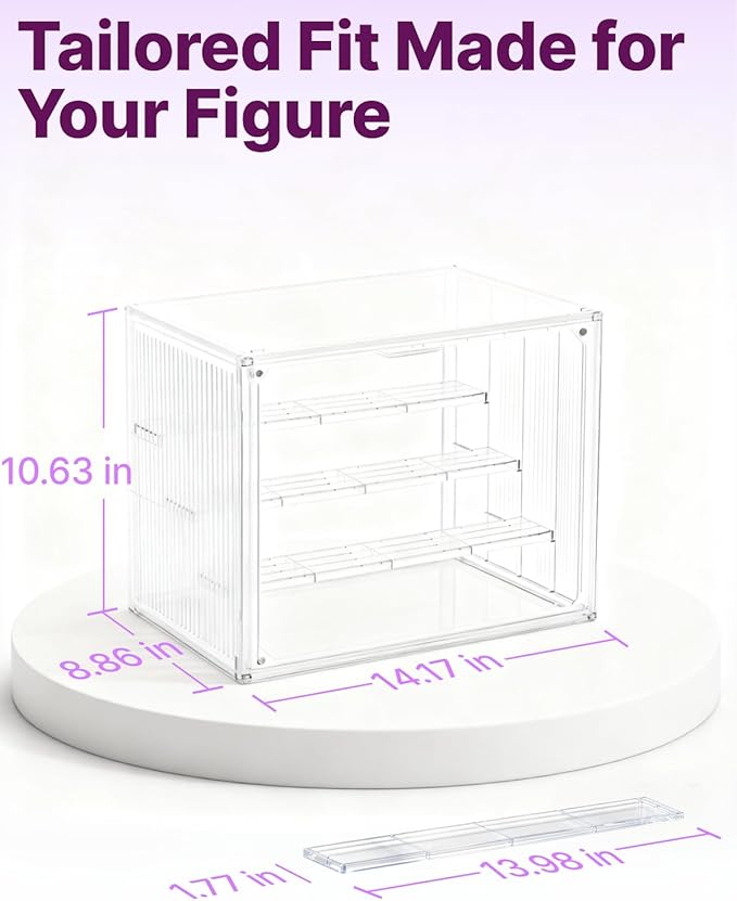 4-Tier Clear Acrylic Display Case for Funko Pop, Labubu, Disney Stitch, SKULLPANDA, Crybaby, DIMOO, Twinkle Twinkle, Sonny Angel, Tiny Tan, Barbie & Mini Collectibles, Dustproof Stackable Showcase