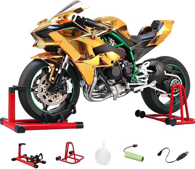 1/6 Scale Alloy Dynamic Motorcycle Model with Ignition System and Smoke Spray, Die-cast Motorcycle Gift for Adult Collectors & Enthusiasts