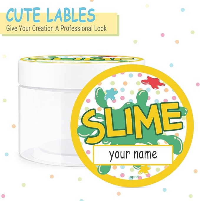 Opret 12 Pack 10oz Empty Slime Containers, Large Plastic Slime Jars with Lids and Labels Clear Storage Organizers for Slime Making, Food and Beauty Products, BPA Free