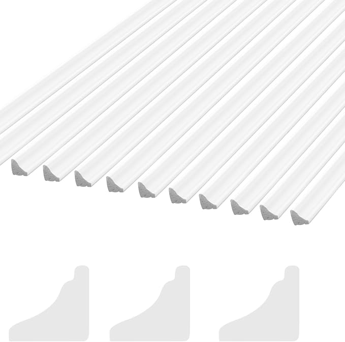 Relaxgiant 12 Pcs Miniature Dollhouse Trim Dollhouse Accessories 3 Styles on 1: 12 Scale 16'' Long Wooden Trims Finishing Corner (Classic Frame)