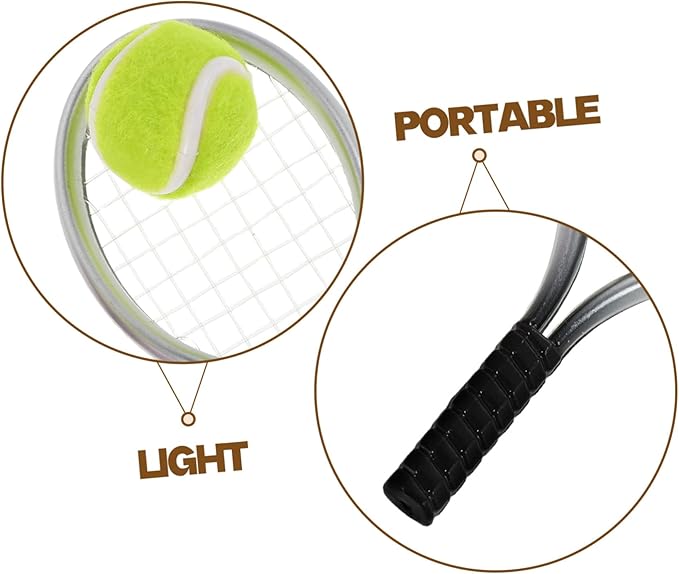 SUPVOX 2sets Miniature Tennis Racket Realistic Sports Accessories for Dollhouse Cake Toppers and Party Decorations for Tennis Enthusiasts and Events