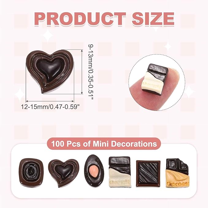 Mini Cute Nut Chocolate Decor, Miniature Doll Food Crafts for Dollhouse & Landscape & Mini Kitchen & Micro Fairy Garden & DIY Craft Decorations(Chocolate Color, 100pcs)