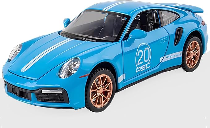 Toy Cars 911 GT3 RSR Turbo S Style,1:32 Alloy Diecast Model Car,Pull Back Cars with Light and Sound, Sports Race Car for Boys Age 4-7 Gifts Blue