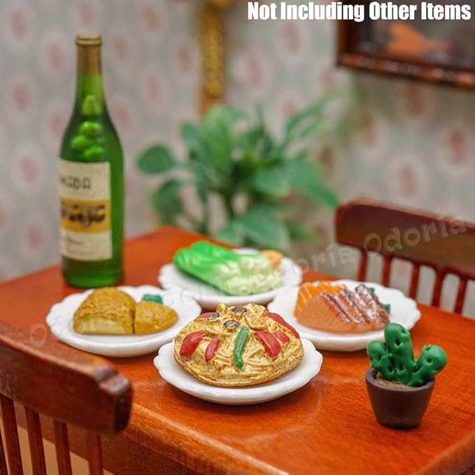Odoria 1/12 Miniature Dish Plates 4Pcs Dollhouse Decoration Accessories