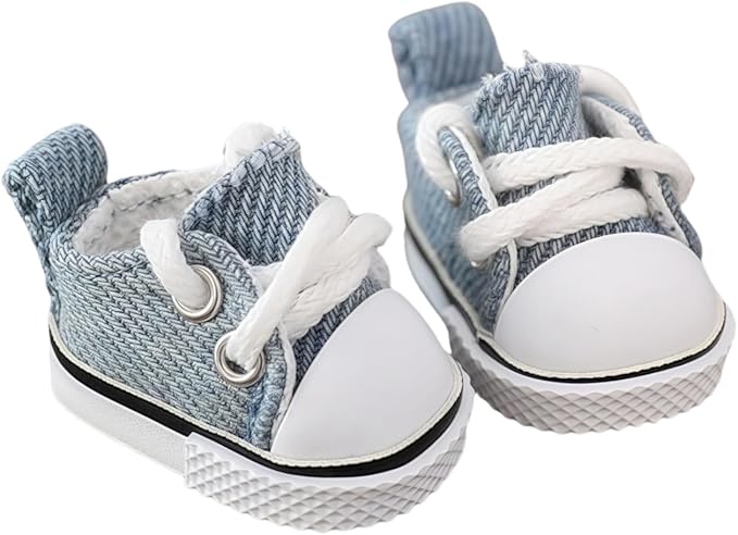 Doll Shoes for Lu bubu 17cm Dolls(No Doll) Accessories, Mini Shoes for Dolls, Cute Canvas Shoes Suitable for 17cm Doll, Dress Up Doll Shoes Replacement Denim Blue