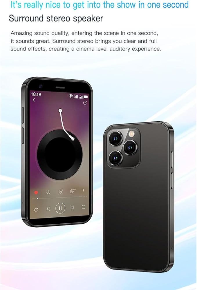 XUMIUZIY Mini Smartphone, Slim Unlocked Cell Phones with 3" HD Screen, 2GB RAM 16GB ROM, Dual Cameras, Dual SIM Card Slot, 3G Network, 1000mAh Battery, 8.1 (Purple)