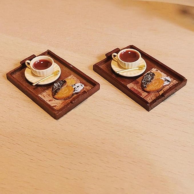 Miniature Afternoon Tea Set Dollhouse Decoration, 1:12 Miniature Coffee Mugs Dessert Model Miniatures Decor for Miniature Dollhouse Accessories