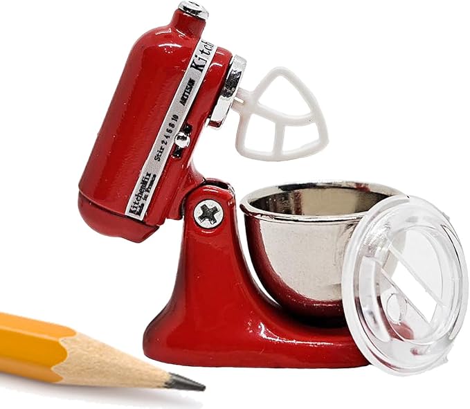 ChangThai Design Tiny 1¼" High Red Bread Dough Mixer Kneader Machine Movable Figurine Steel and Resin Miniature Decoration Accessories Replica Decorative Collectible Figurines Home Décor Gifts
