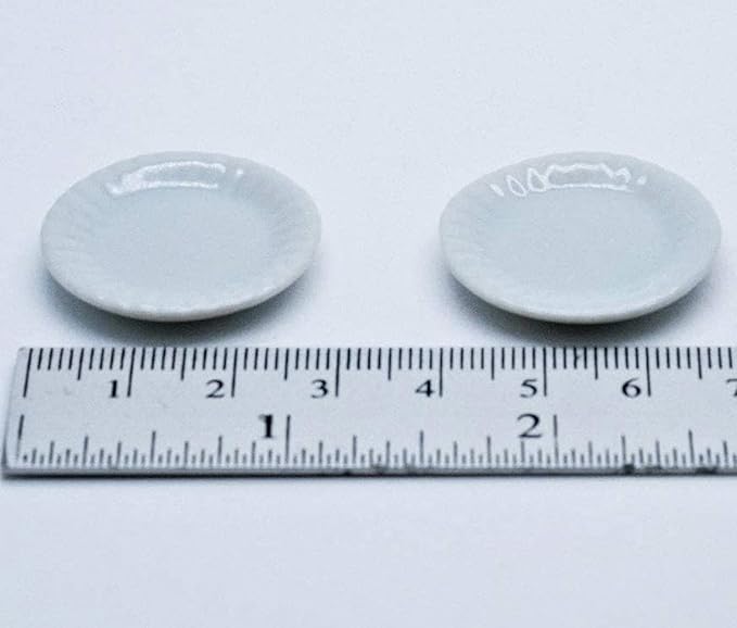 10 White Gray Cearmic Plate Dish Bowl Size 2.7cm Dollhouse Miniatures Food Kitchen Docoration