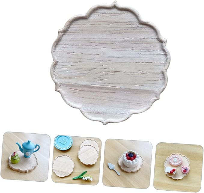 Vaguelly 1Pc Miniature Wooden Tray for Dollhouse Lovely Accessory with Details Craftsmanship for House Decoration Cost Choice