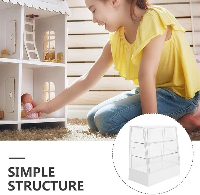 ibasenice 1 12 Scale Miniature Cake Display Cabinet for Dollhouse Bakery Furniture with Sliding Door Plastic Toy Furniture Kitchen Accessory 5.24 X 5.12 X 2.6 Inches