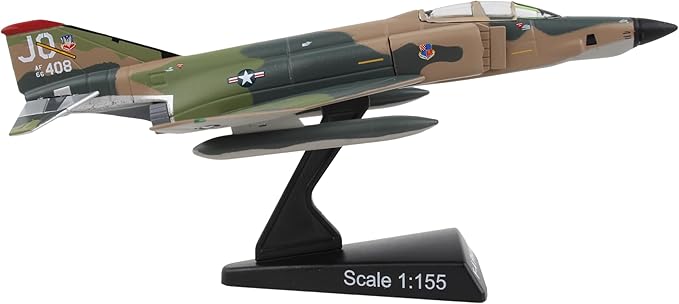Daron F-4 Phantom II™ Southeast Asia Camo Die-Cast Model – 1:155 Scale Supersonic Fighter-Bomber Replica with Display Stand, Highly Detailed, 4.9” Length x 3.2” Wingspan, Adult Collectible Ages 14+