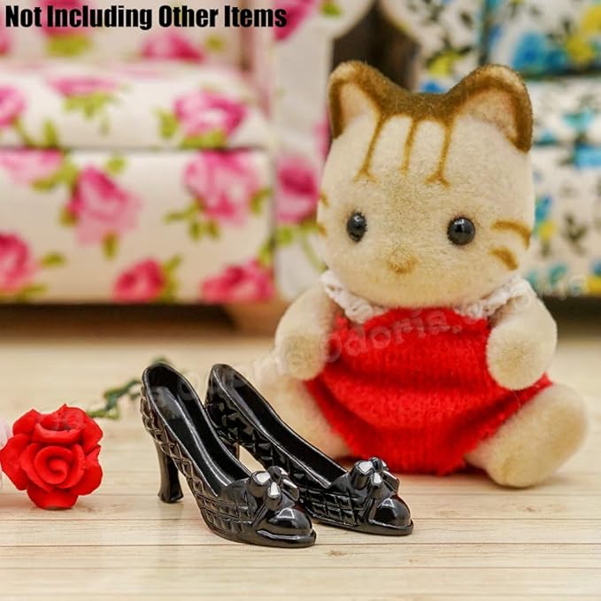 Odoria 1/12 Miniature High Heels Dollhouse Decoration Accessories, Black