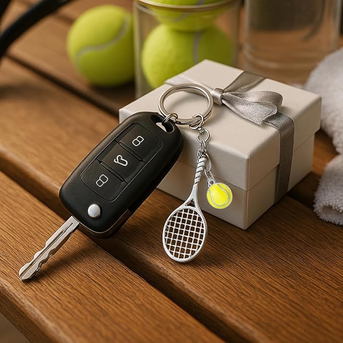 Sportybella Tennis Racket and Ball Keychain – Sports Accessories and Gifts for Tennis Players, Coaches, Teams, Instructors, Tournaments, and Tennis Enthusiasts, Bag Zipper Pull