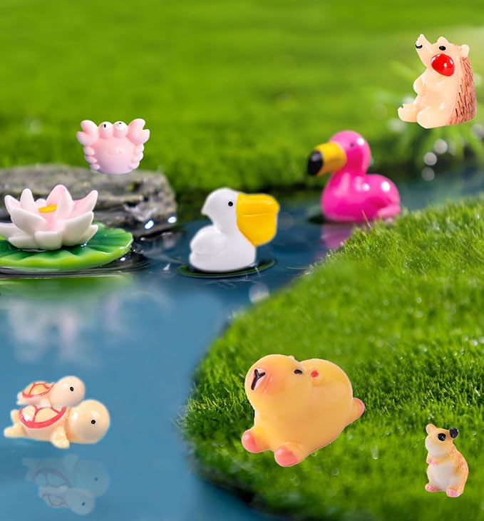 45 Pcs Mini Resin Animals Miniature Animal Figurines Tiny Resin Figurines Mini Figures Bulk for Fairy Garden Décor Micro Landscape Ornaments Dollhouse Craft Accessories