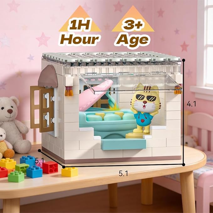 kvlidvo Koko's Cat Town DIY Miniature House Kit,Tiny House Piano Room Building Kits,Purrfect Dollhouse with 247PCS,Gift for Cat Lovers Teens Kids Ages 3+