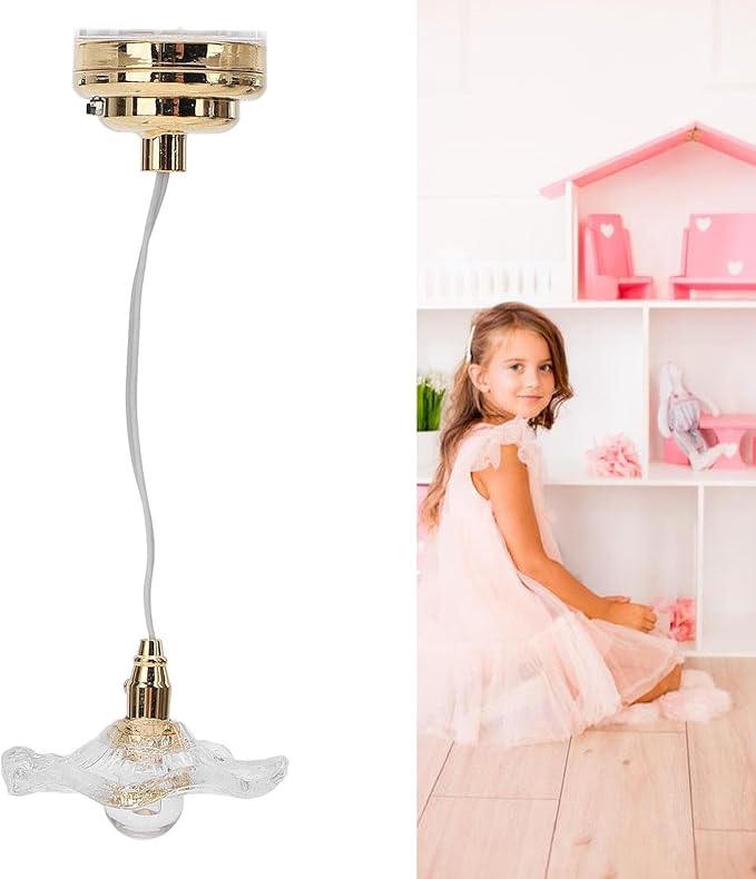Dollhouse Chandelier, Miniature Chandelier Miniature Lamp Props Micro Decoration Scene Accessories Dollhouse Ceiling Lamp for Home Decor (Clear)