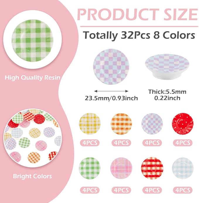 32Pcs Miniature Plates Resin Mini Kitchen Set Micro Landscape Decorations Stripe Dishes Ornaments Imitation Tableware Dollhouse Accessories Garden Home Party Decorations Crafts Supplies