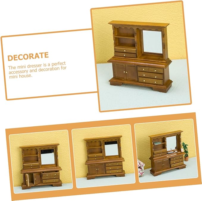Uonlytech Lovely Miniature Dollhouse Dresser Decorative Furniture for DIY Mini House Landscaping Scene Bright Color Adorable Scale Accessory for Creative Home Decor