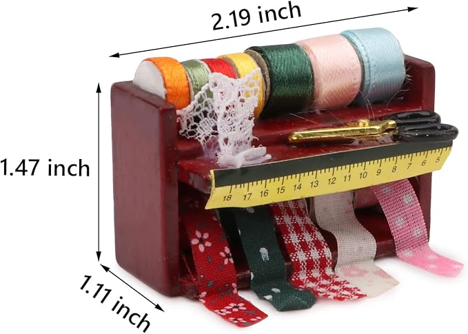 Dollhouse Accessories Miniature Sewing Tool Kit 1:12 Sewing Room Accessories Sewing Shelf Simulation Model Dollhouse Decorations (B)
