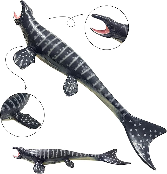 SmilerSmile 9" Solid Sea Animals Educational Toys, Simulation Ocean Shark Sea Creature Toy for Toddlers Kids (Grey Mosasaurus)