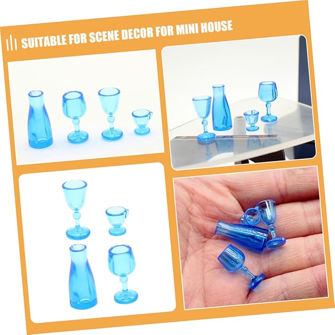 ORFOFE 4pcs Miniature Wine Cups Set Realistic Tiny Drink Accessories for Dollhouse Garden Decor and DIY Crafts Safe Material Lightweight Design