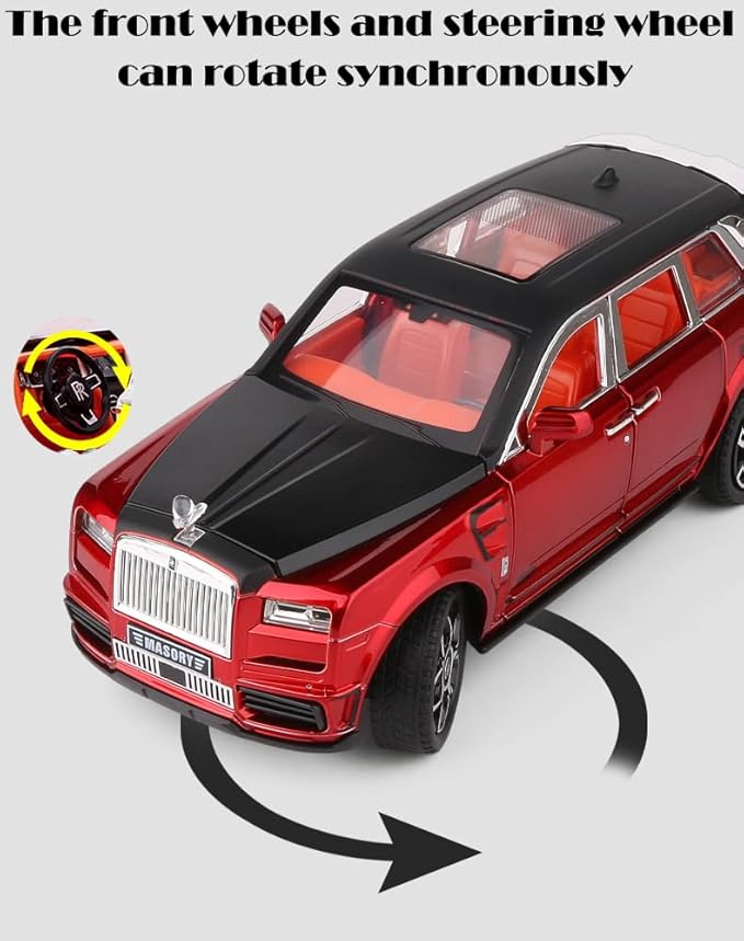 Toy Car Model Rolls-Royce Cullinan 1/24 Red Alloy Collectibles Die-cast Vehicles with Sound and Light
