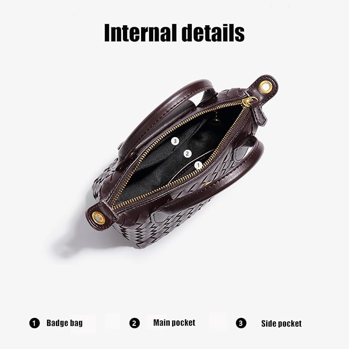 Mini Small Size Braided Luxury Leather Women's top Handle Handbag Fashion Travel Daily Satchel
