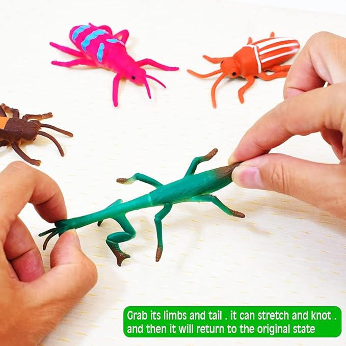 10Pcs Bug Toys Bath Toys, Color Changing Insects, Stretchy Animal Figurines for Kids 3+, Novelty Gag Prank Squeeze Bug, for Themed Parties, Goodie Bag Fillers, Classroom Rewards