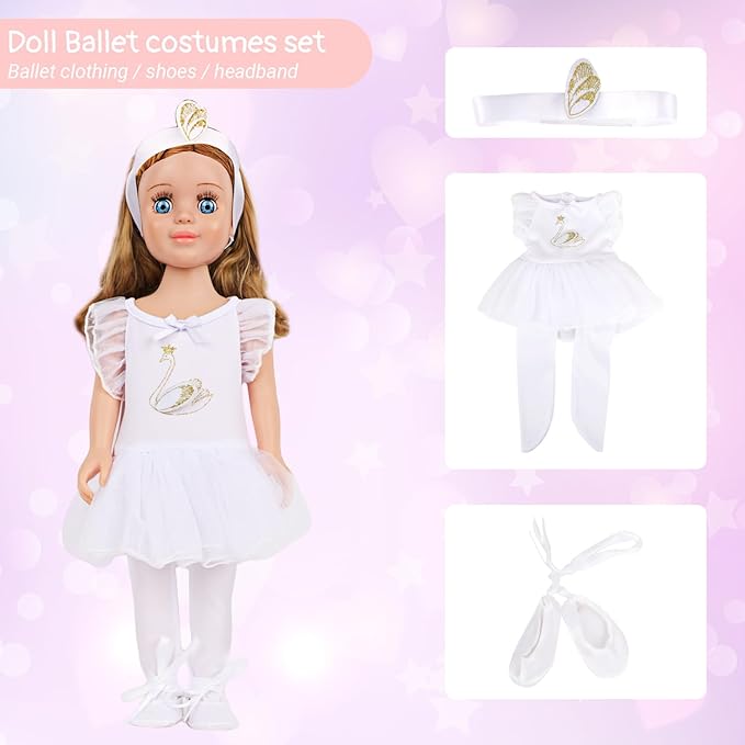 MSYO 18 Inch Doll Clothes & Accessories Bundle-19-Piece Fashion Doll Outfit Set with 5 Clothes,2 Shoes (8 Style Options) & 2 Socks,Girl Doll Accessories Gift for Kids, Role Play & Dress-Up