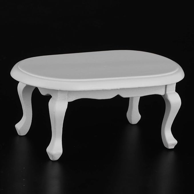 Miniature Dollhouse Furniture Table Wooden, Mini Wooden Coffee Table Simulated Furniture Model for 1:12 Doll House Accessories White Miniature Table 3.5 x 2.0 x 1.5in