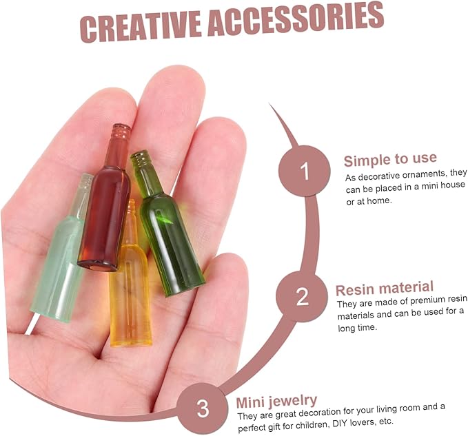 LRXIYODE 24pcs Miniature Wine Bottles for Dollhouse Decor Resin Mini Bottle Models Accessories for Miniature House Scenes and Craft Projects